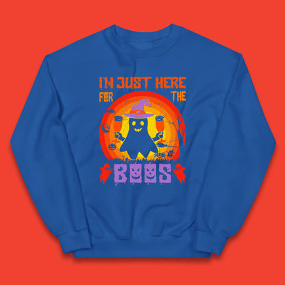 I'm Just Here For The Boos Halloween Boo Ghost Witch Hat Horror Scary Kids Jumper