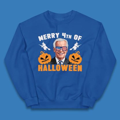Merry 4th Of Halloween Funny Confused Joe Biden 4th Of July Kids Jumper
