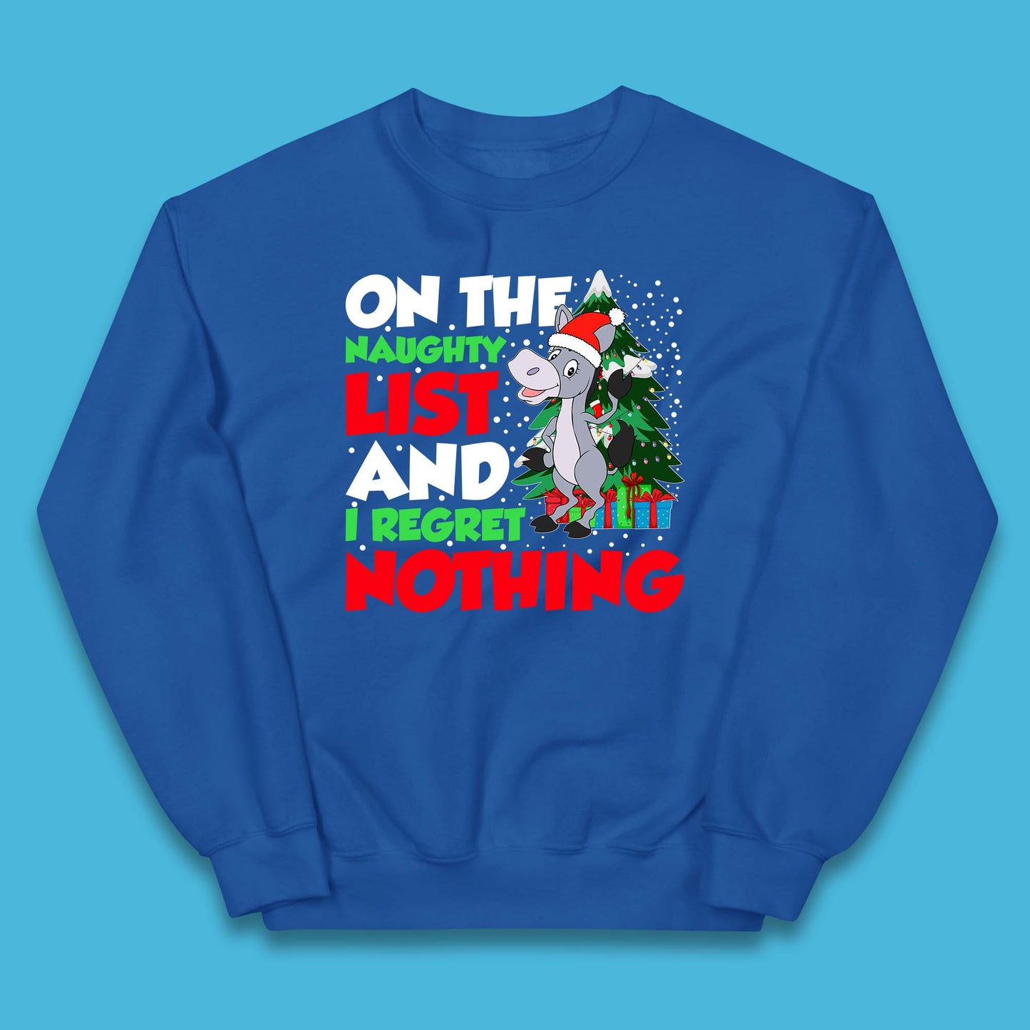 Donkey Christmas Naughty List Kids Jumper
