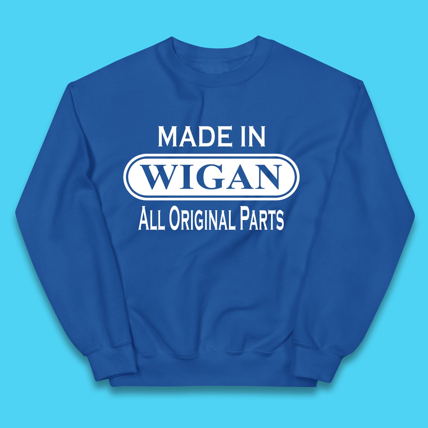 Made In Wigan All Original Parts Vintage Retro Birthday Town In Greater Manchester, England Gift Kids Jumper