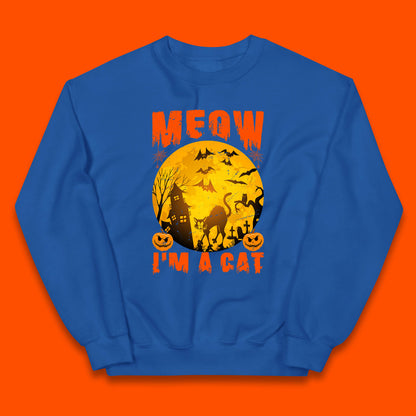 Meow I'm A Cat Halloween Black Cat Horror Scary Haunted House Kids Jumper
