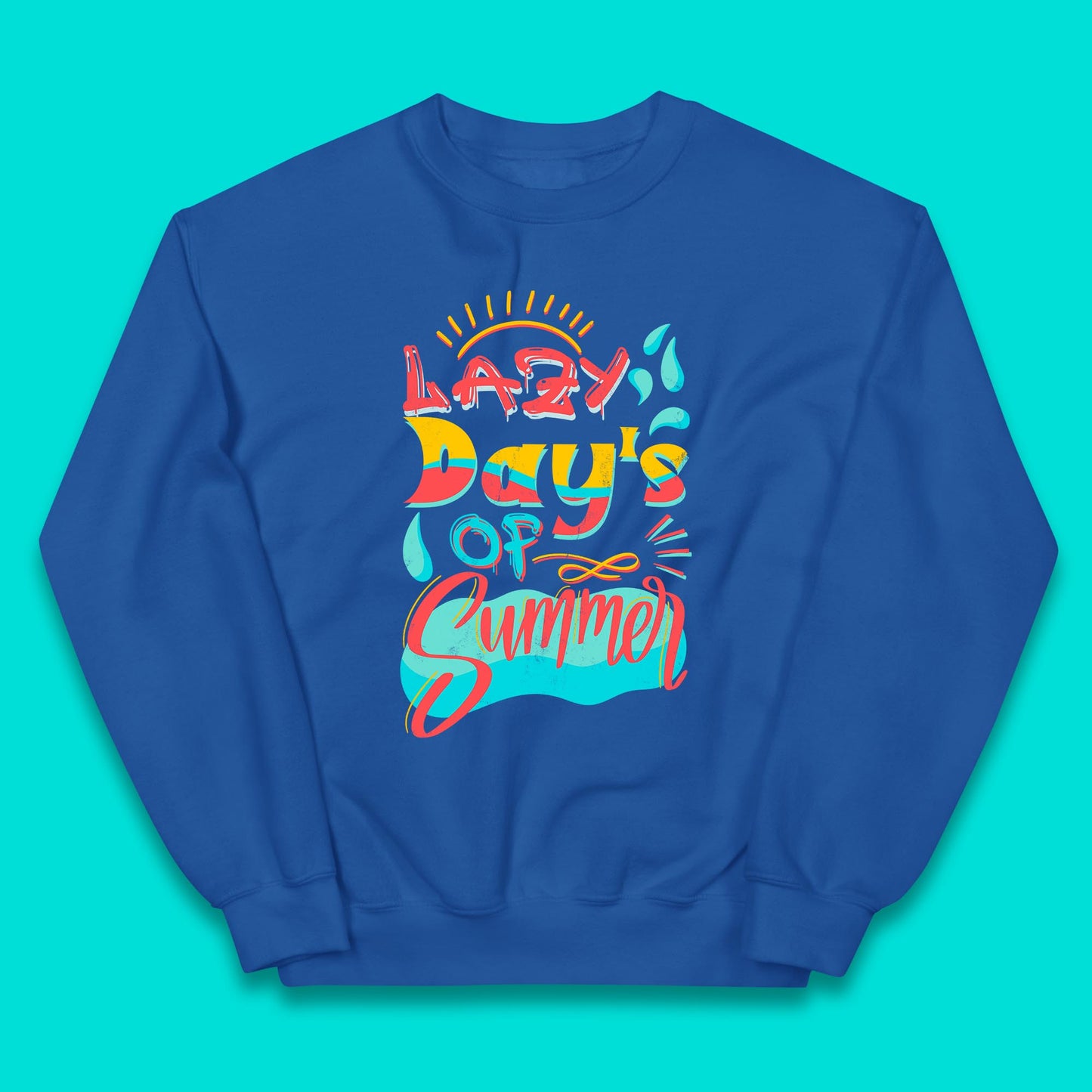 Lazy Days Of Summer Vintage Retro Sunset Surfer Beach Holiday Trip Kids Jumper