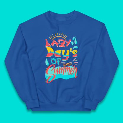 Lazy Days Of Summer Vintage Retro Sunset Surfer Beach Holiday Trip Kids Jumper