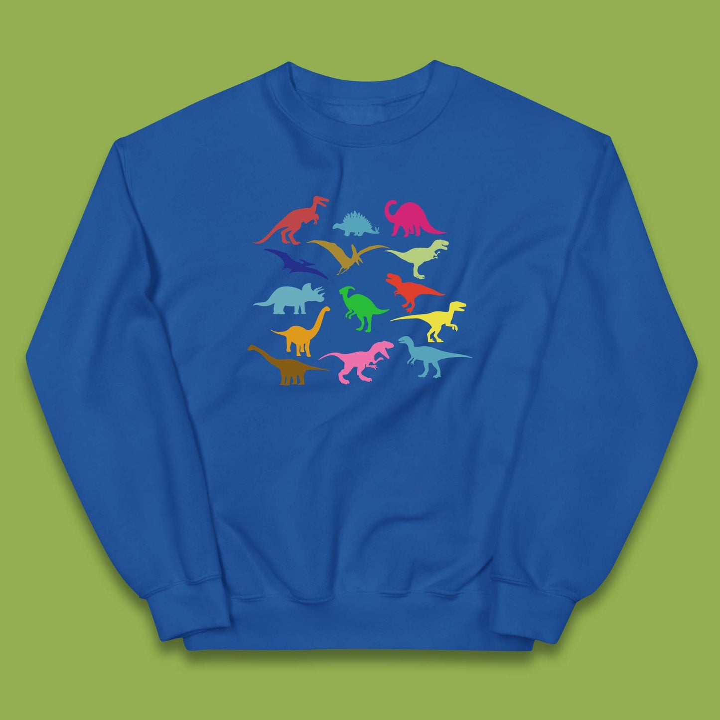 Colourful Dinosaurs Dino Fossil Dinosaurs Wild Nature Prehistoric Paleontology Velociraptor Kids Jumper