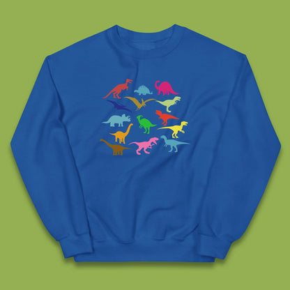 Colourful Dinosaurs Dino Fossil Dinosaurs Wild Nature Prehistoric Paleontology Velociraptor Kids Jumper