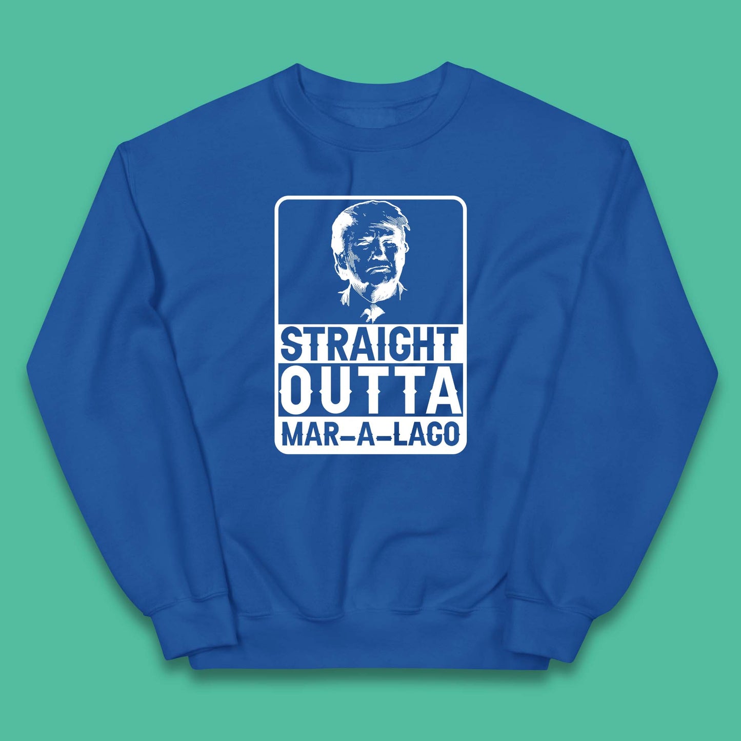 Donald Trump Straight Outta Mar-A-Lago USA Mugshot President Elections 2024 Kids Jumper