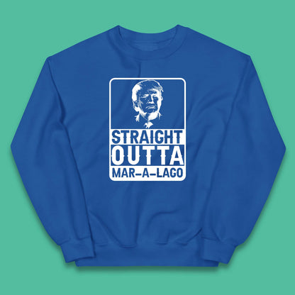 Donald Trump Straight Outta Mar-A-Lago USA Mugshot President Elections 2024 Kids Jumper