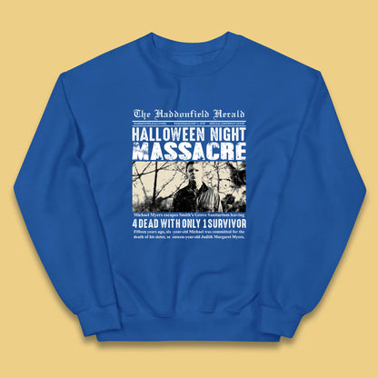 Vintage Halloween Night Massacre 1978 Halloween Newspaper Horror Michael Myers Kids Jumper
