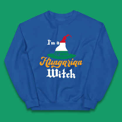 I'm A Hungarian Witch Halloween Witch Hat Hungarian Flag Kids Jumper
