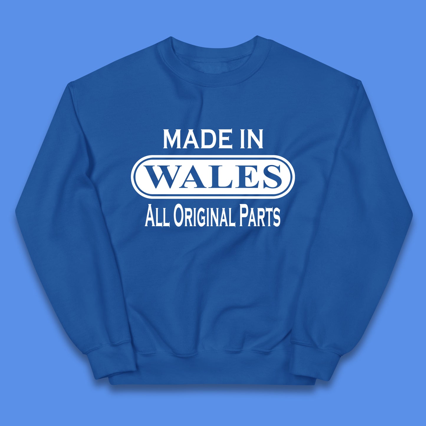 Made In Wales All Original Parts Vintage Retro Birthday Country In United Kingdom UK Constituent Country Gift Kids Jumper