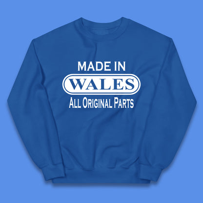 Made In Wales All Original Parts Vintage Retro Birthday Country In United Kingdom UK Constituent Country Gift Kids Jumper