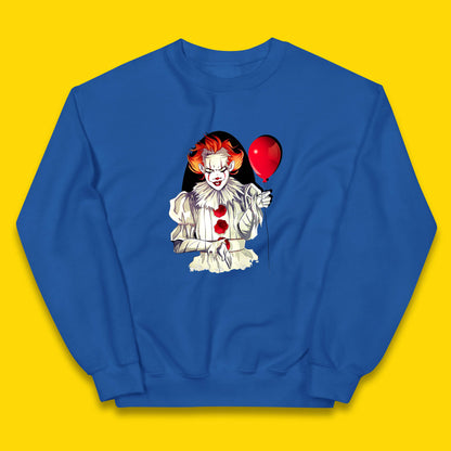 IT Pennywise Clown Holding Balloon Halloween Evil Pennywise Clown Costume Horror Movie Serial Killer Kids Jumper