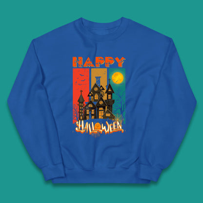 Happy Halloween Vintage Style Horror Scary Haunted House Kids Jumper