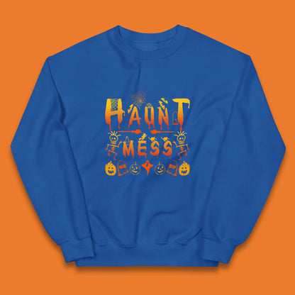 Haunt Mess Halloween Ghost Horror Scary Spooky Ghost Costume Kids Jumper