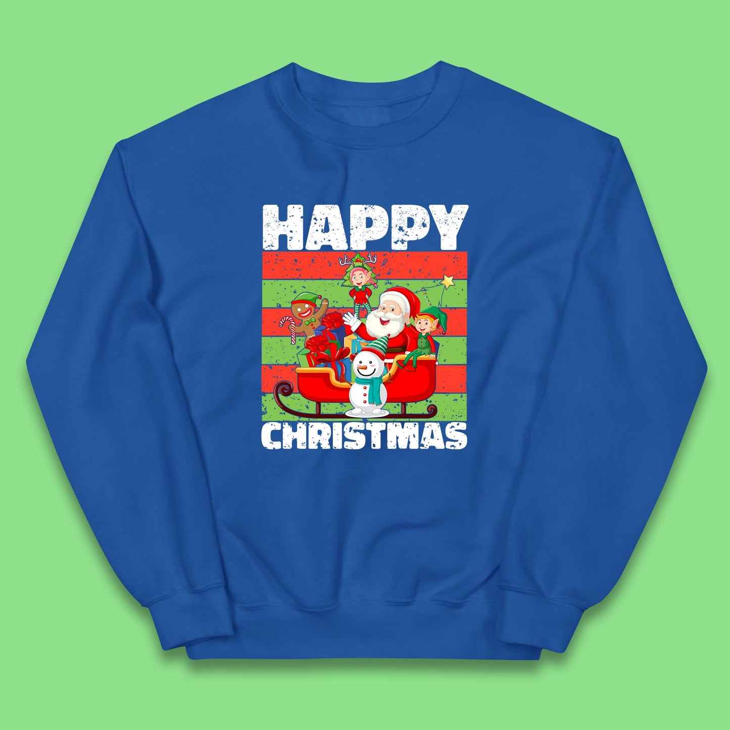 santa and friends on sleigh christmas jumper