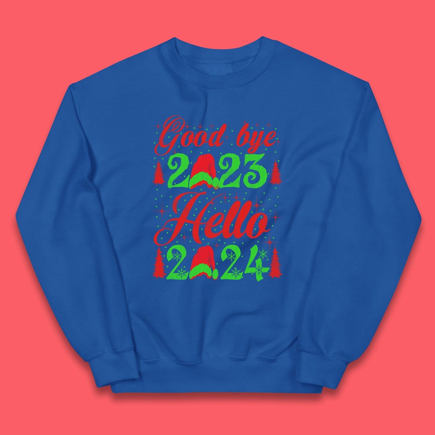 Good Bye 2023 Hello 2024 Merry Christmas Happy New Year Xmas Festive Celebration Kids Jumper