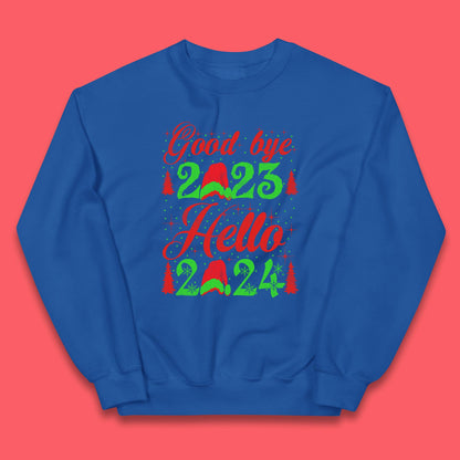Good Bye 2023 Hello 2024 Merry Christmas Happy New Year Xmas Festive Celebration Kids Jumper