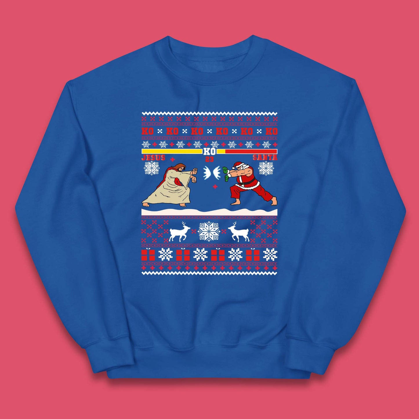 Jesus Vs Santa KO Christmas Kids Jumper