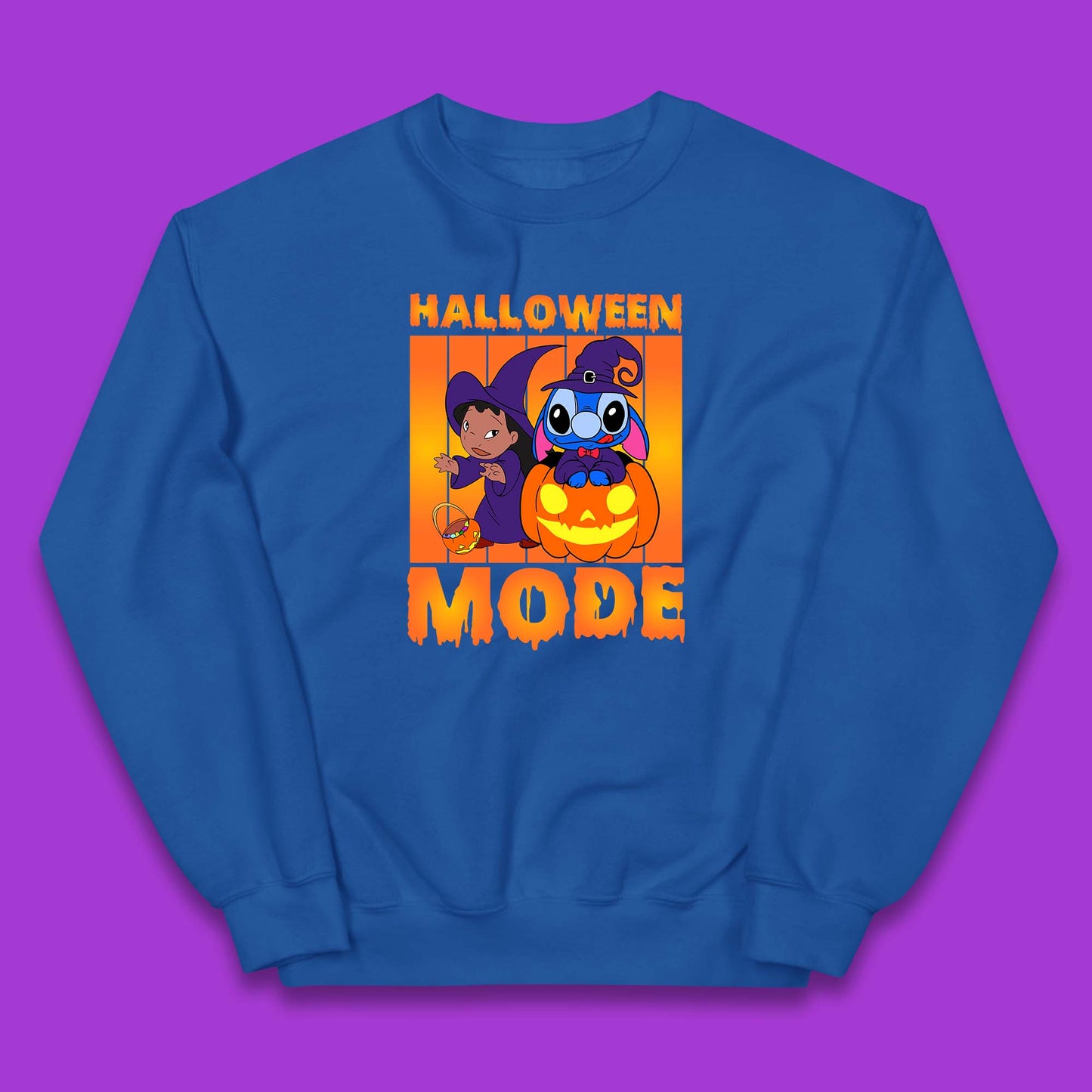 Halloween Mode Disney Lilo & Stitch Halloween Pumpkin Witch Hat Stitch Spooky Disneyland Trip Kids Jumper