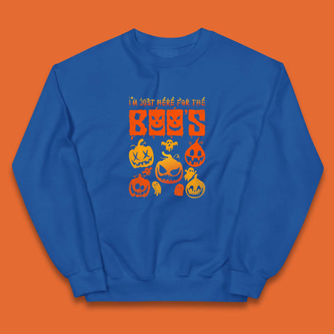 I'm Just Here For The Boos Halloween Funny Pumpkin Ghost Boos Jack-o-lantern Kids Jumper