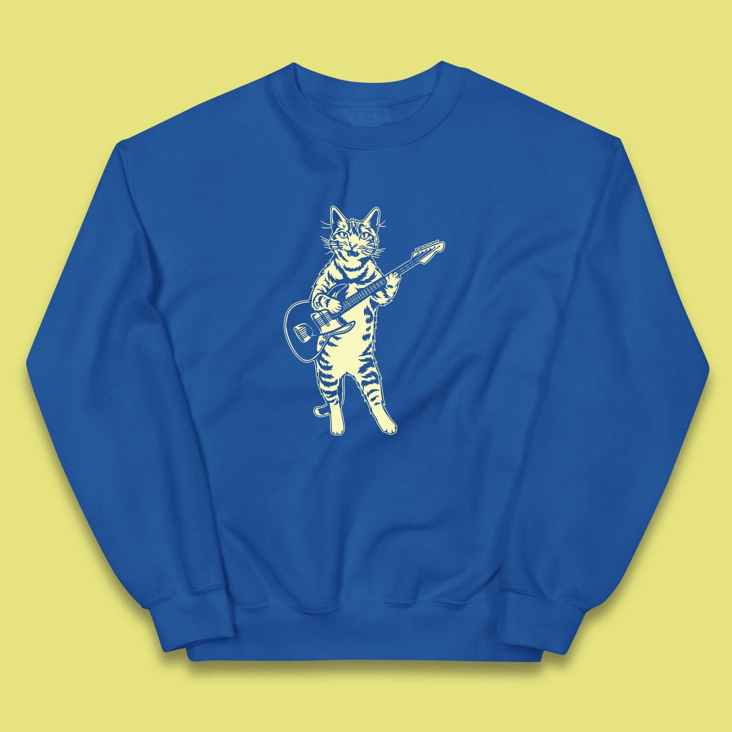 Rock Cat Playing Guitar Musician Guitarist Cat Music Lovers Kids Jumper