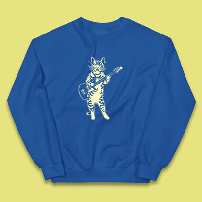 Rock Cat Playing Guitar Musician Guitarist Cat Music Lovers Kids Jumper
