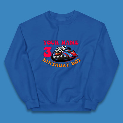 Personalised Race Car Birthday Boy Your Name And Age Racing Car Birthday Theme Party Kids Jumper