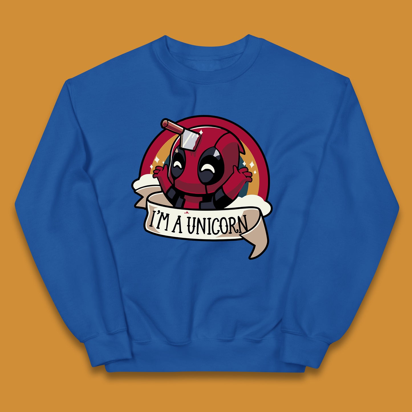 I'm A Unicorn Funny Deadpool Rainbow Colors Marvel Avengers Superhero Fictional Character Kids Jumper