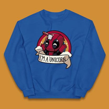 I'm A Unicorn Funny Deadpool Rainbow Colors Marvel Avengers Superhero Fictional Character Kids Jumper
