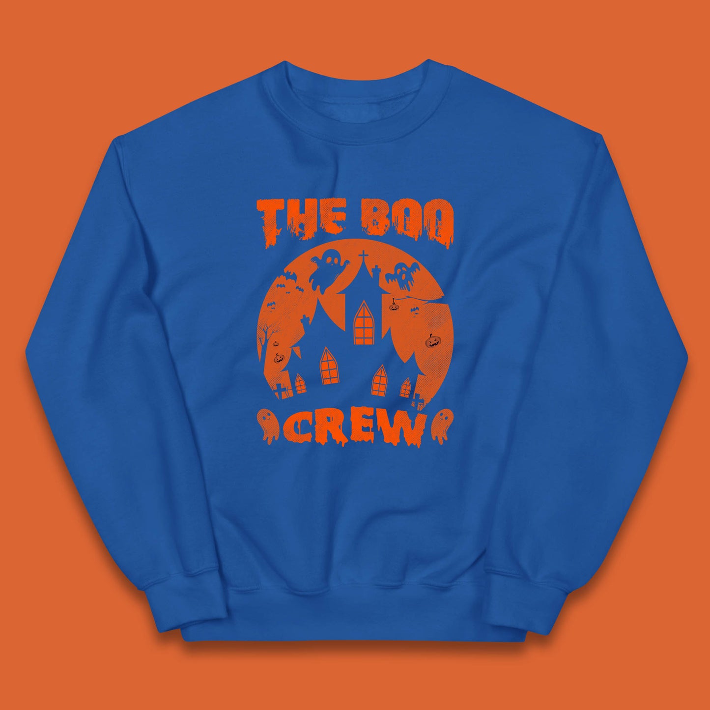 The Boo Crew Halloween Boo Squad Matching Costume Haunted House Horror Boo Ghost Kids Jumper