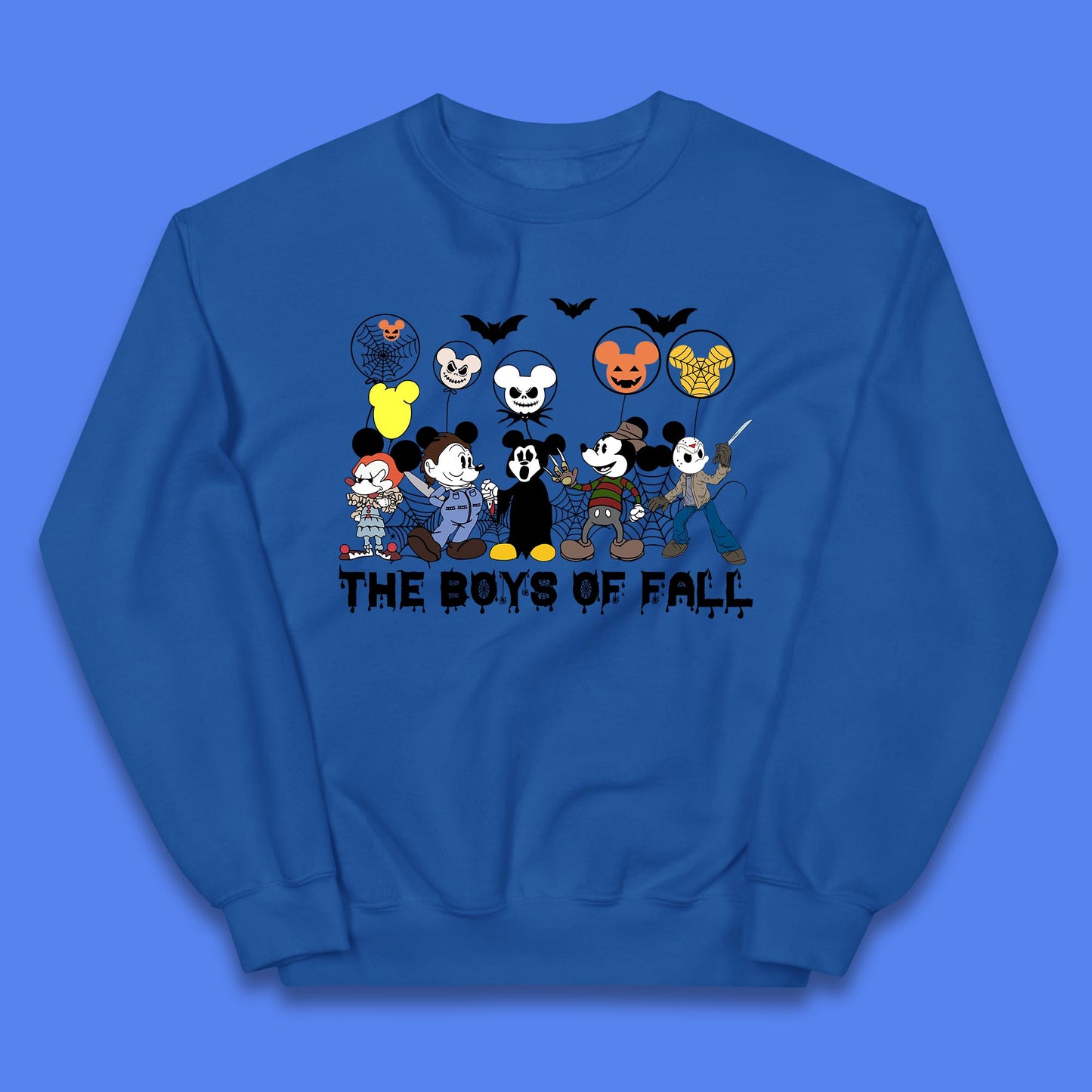 The Boys Of Fall Halloween Disney Mickey Mouse & Friends Horror Movie Characters Kids Jumper