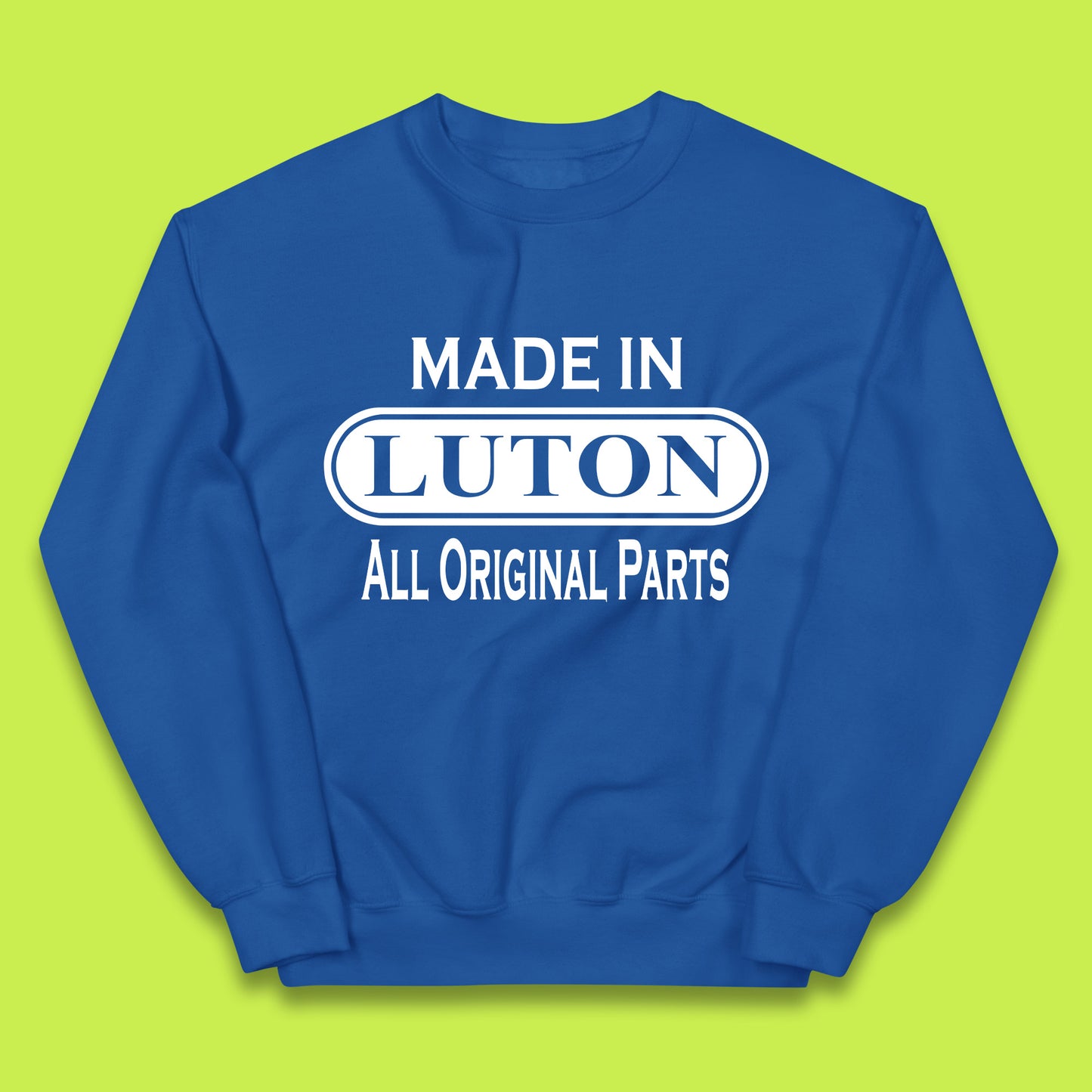 Made In Luton All Original Parts Vintage Retro Birthday Town In Bedfordshire, England Gift Kids Jumper