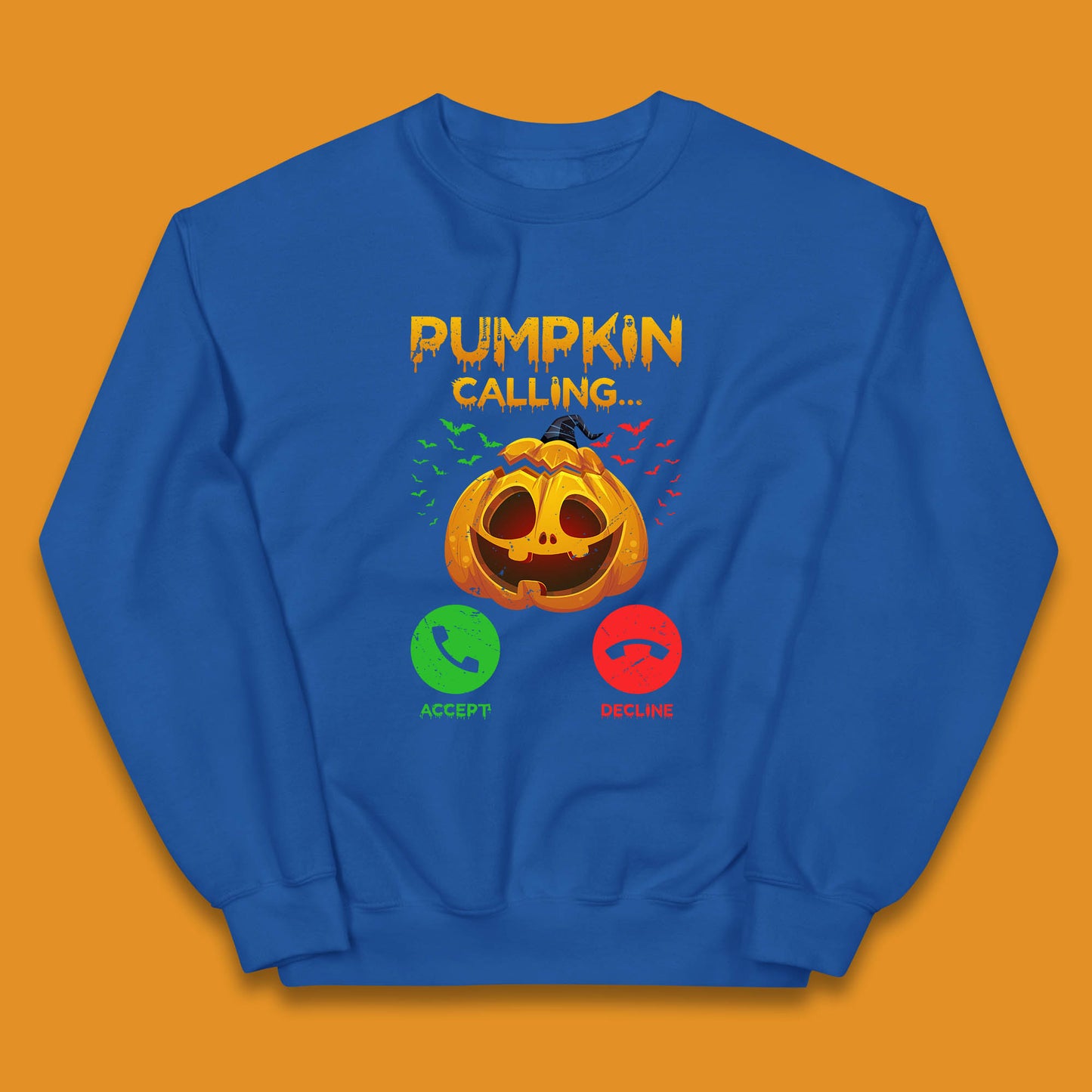 Halloween Pumpkin Calling Funny Phone Call Horror Scary Jack O Lantern Kids Jumper
