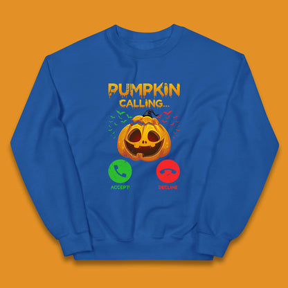 Halloween Pumpkin Calling Funny Phone Call Horror Scary Jack O Lantern Kids Jumper