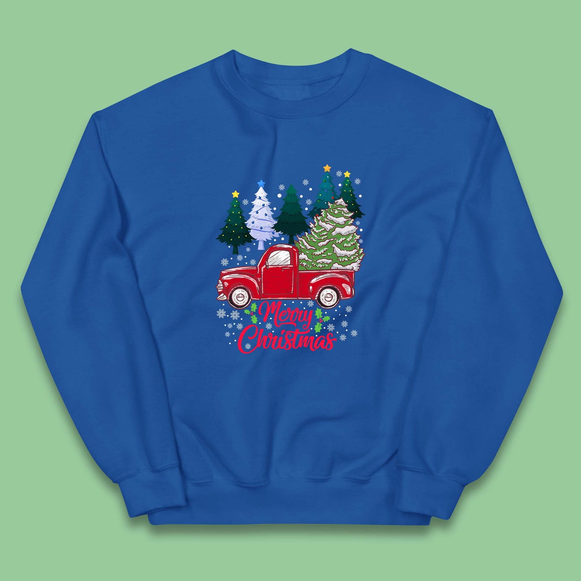 merry christmas red retro truck jumper