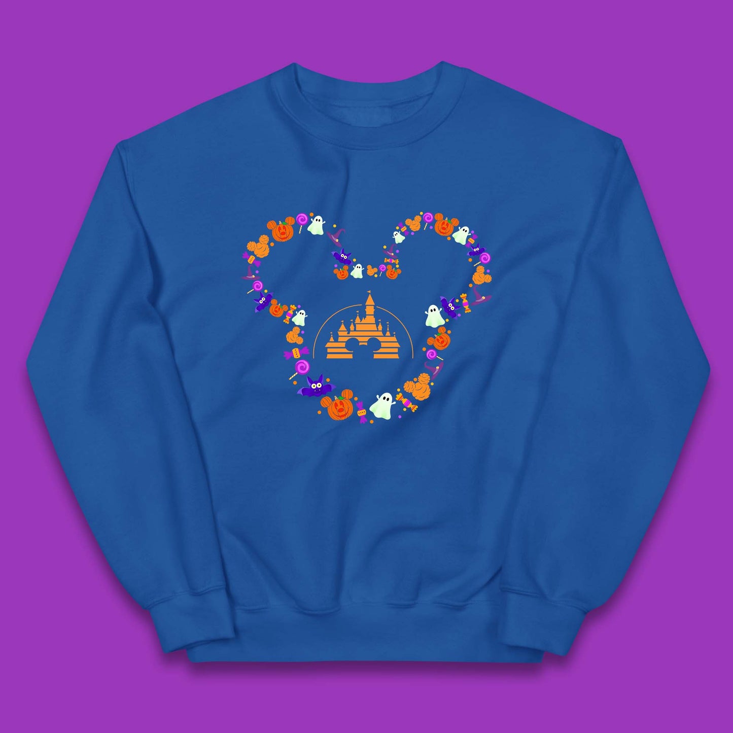 Disney Halloween Mickey Mouse Head Disney Castle Halloween Elements Horror Scary Kids Jumper