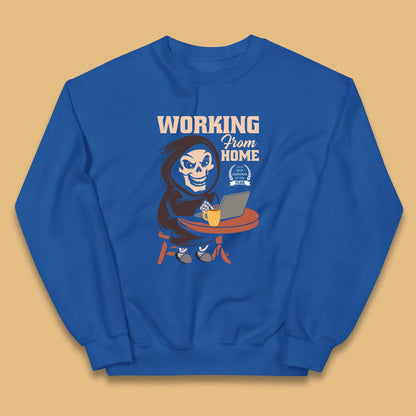 Working From Home Best Employee Of The Year Funny Death Halloween Kids Jumper