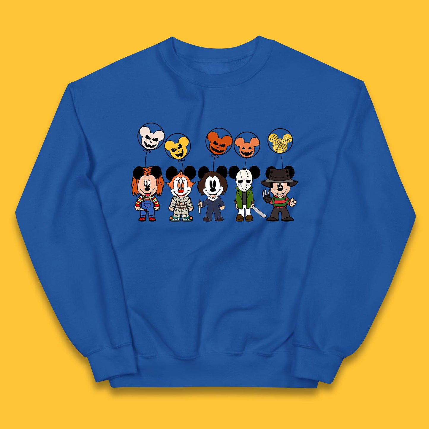 Disney Halloween Friends Horror Movie Characters Mickey Mouse Balloons Kids Jumper