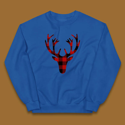 merry christmas buffalo plaid deer head jumper
