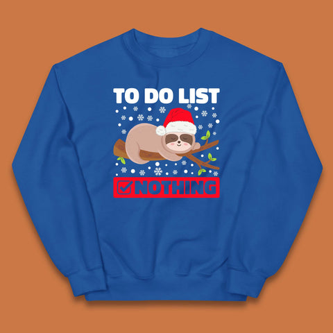 Lazy Sloth To Do List Christmas Kids Jumper