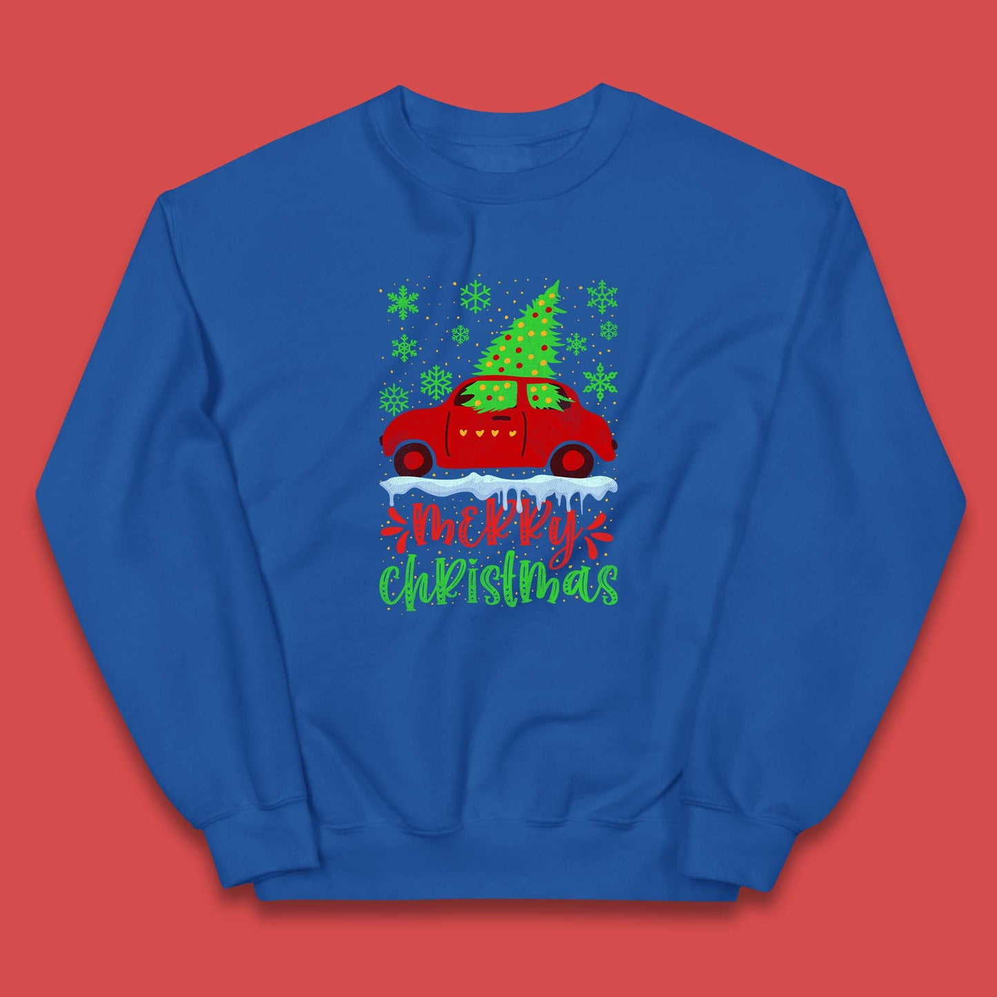 merry christmas red car sweatshirt
