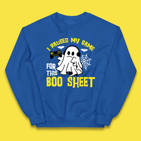 I Paused My Game For This Boo Sheet Ghost With Controller Halloween Gamer Kids Jumper