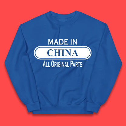 Made In China All Original Parts Vintage Retro Birthday Chinatown City of Westminster, London Gift Kids Jumper