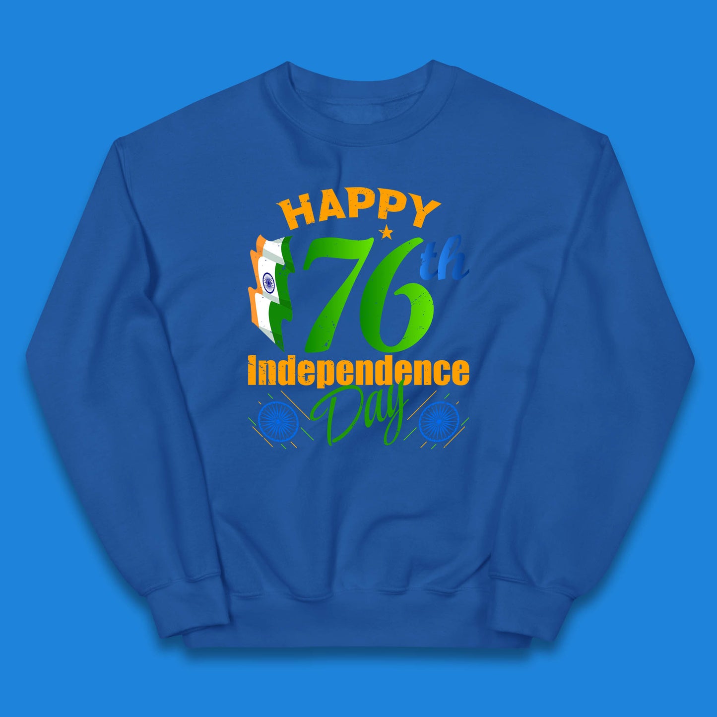 Happy India 76th Independence Day 15th August Patriotic Indian Flag Kids Jumper