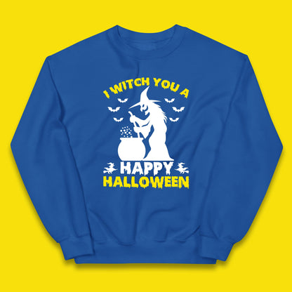I Witch You A Happy Halloween Cauldron Potion Witch Horror Scary Spooky Season Kids Jumper