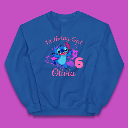 Personalised Birthday Girl Disney Stitch Your Name And Birthday Year Lilo & Stitch Cartoon Kids Jumper
