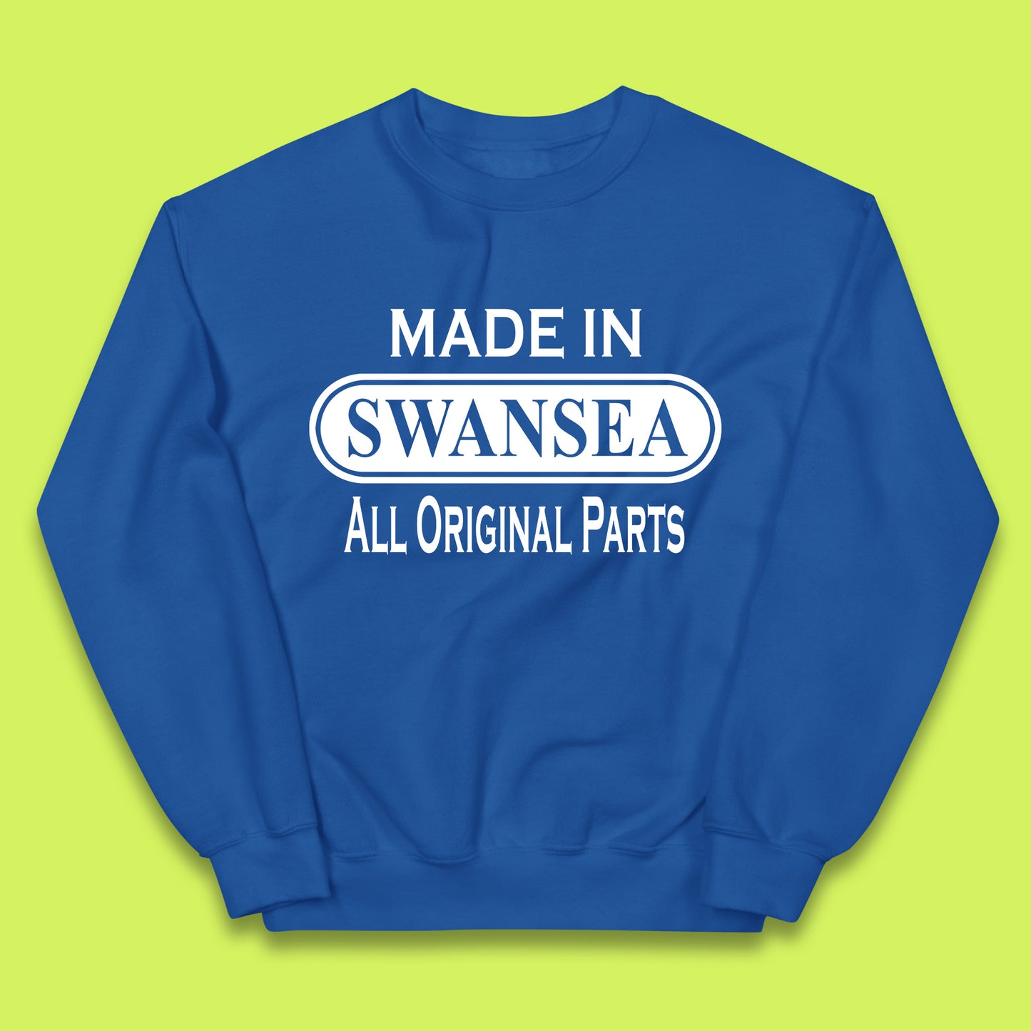 Made In Swansea All Original Parts Vintage Retro Birthday Coastal City Of Wales Gift Kids Jumper
