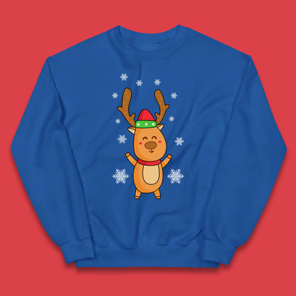 christmas reindeer with santa hat jumper