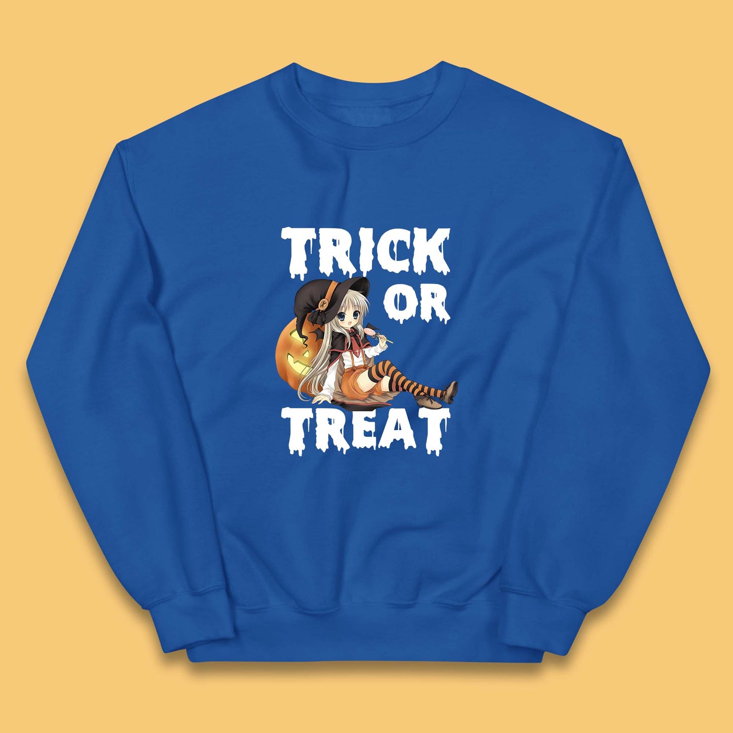 Trick Or Treat Halloween Witch Anime Horror Scary Pumpkin Halloween Costume Kids Jumper