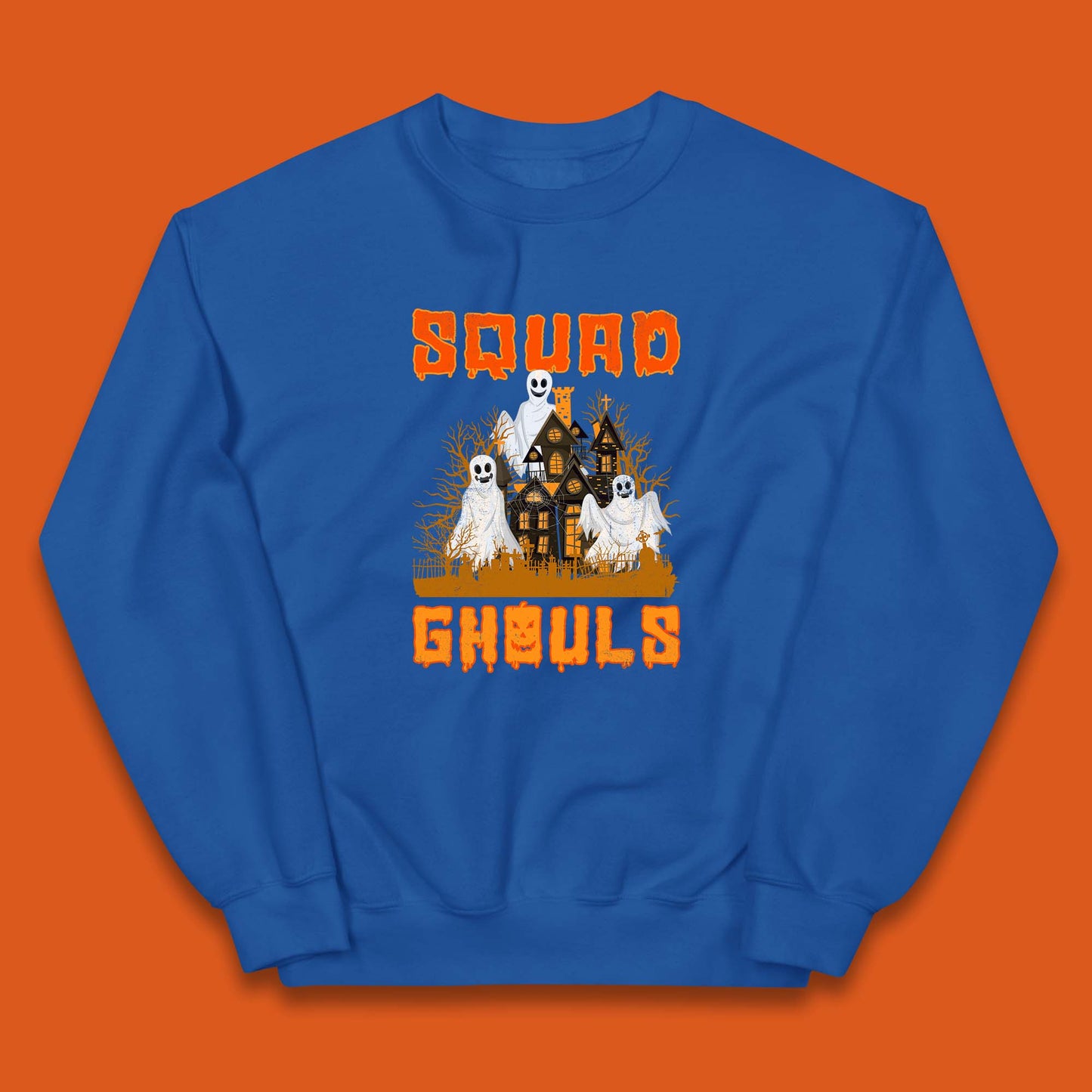 Squad Ghouls Halloween Boo Ghost Horror Scary Haunted House Kids Jumper